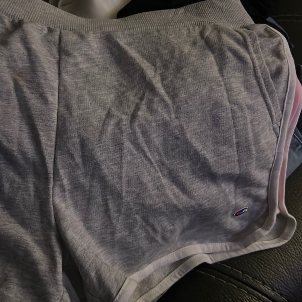 Champion athletic shorts grey L, with pockets side white with light pink